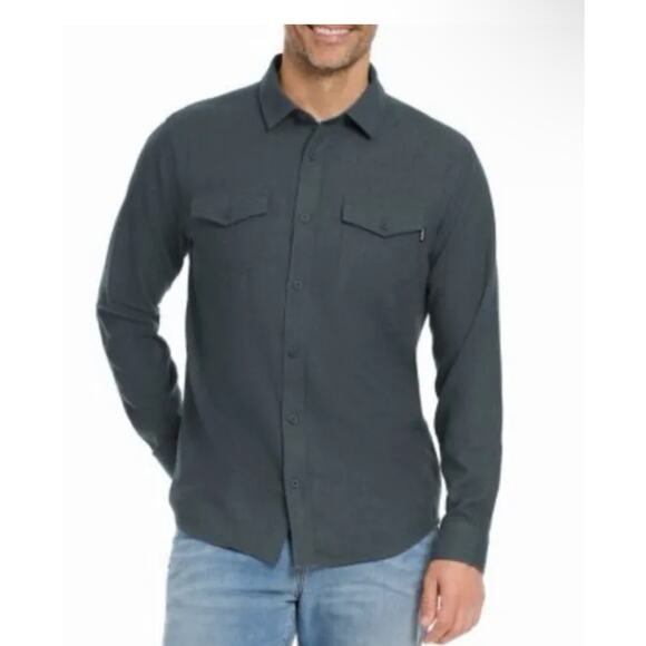 Hurley Charcoal Ultra Soft Brushed Flannel Regular Fit Shirt, Size Large NWT - Picture 1 of 8